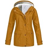 Chaqueta Impermeable Mujer con Capucha Color Sólido - Cazadora Mujer Invierno De Cremallera Montaña Slim Fit Ligera Chaquetas Trekking Deportiva Raincoat con Bolsillo Naranja 4XL