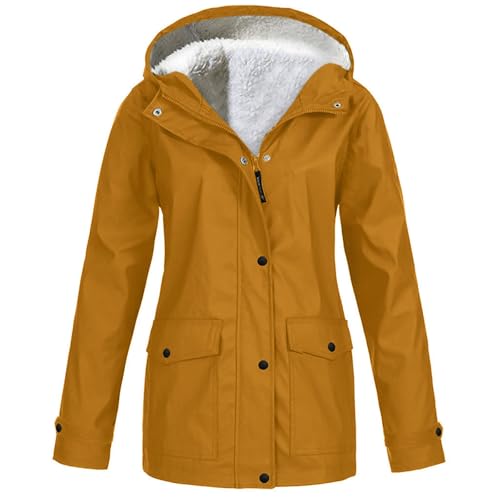 Warm Rain Jacket Women Waterproof Fleece Lined Raincoat Lightweight Outdoor Windbreaker with Hood Winter Snow Jacket2