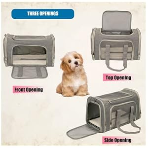  Pet-Dog-Cat-Puppy-Carrier-for-Small-Medium-15LBs-Large-25LBs-Soft-Sided-Collapsible-Foldable-Travel-Carrier-with-Removable-and-Washable-Cozy-Mat-Black-Grey-Blue-PinkMedium-Grey