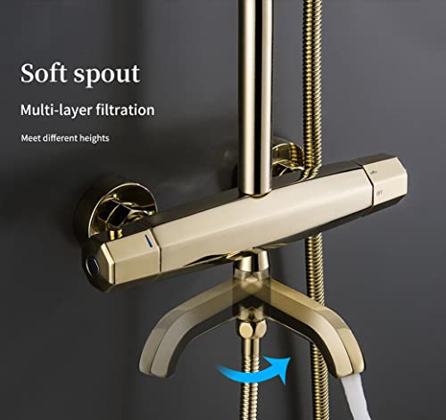 Ensemble de robinets de Douche Anti-Brûlure Doré pour Rénovation de Bain