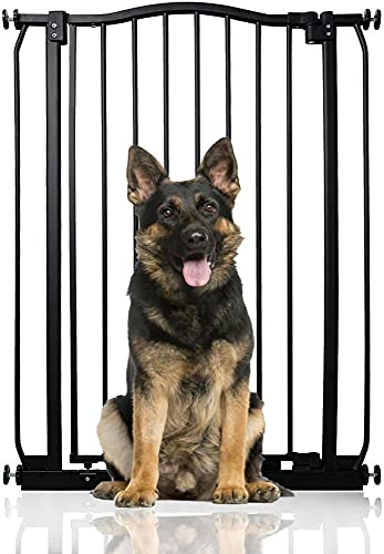 Bettacare Cancello per Cani Extra Alto con Sommità Curva, 71cm - 80cm, Nero Opaco, Extra Alto 100cm di Altezza, Cancello a Pressione per Cani e Cuccioli, Installazione Facile