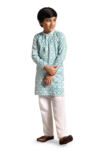 Image of Fashion Dream Boy Teal Kurta Pyjama Set|Boy Kurta Set|Kurta Pyjama Set
