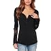 Sannysis Women Splicing Long Sleeve Lace Loose Blouse Tops Shirt (XL)