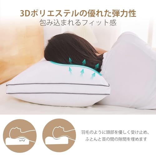 枕 まくら 綿100% 首が痛くならない安眠枕 高反発枕 ホテル仕様 立体構造43×63cm 横向き対応 肩こり解消 丸洗い可能 通気性よい 長さ63cm＊幅43cm＊高さ20cm ROCYJULIN（ロシジュリン） [4]