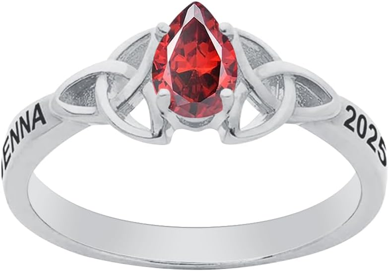 PELOVNY 2025 Custom Class Ring 925 Sterling Silver Graduation Signet Rings Birthstone Jewelry Gifts for Women