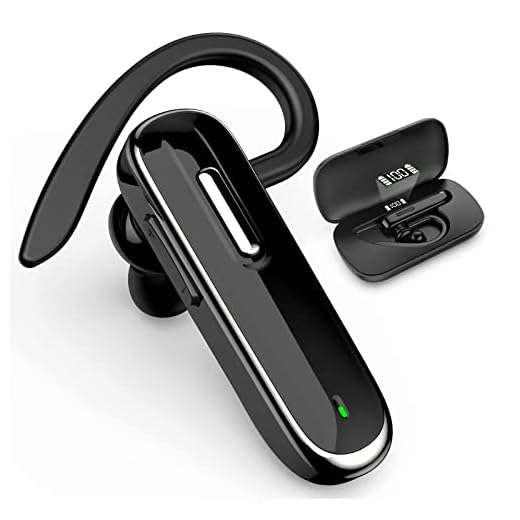 munash Bluetooth Headset Wireless Handfree Earpiece V5.1 with 500mAh Battery Display Charging Case 96 Hours Talking Time Built-in Microphone for iPhone Android Cell Phone Driver/Business/Office