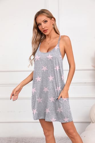 Ekouaer 2 Pack Sleeveless Nightgowns for Women with Pockets Spaghetti Strap Dress Racerback Chemise Sexy Night Gowns S-2XL3