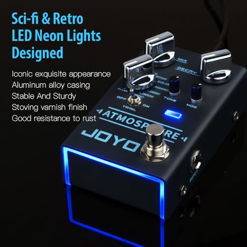 Image of JOYO Digital Reverb Guitar Pedal, 9 Modes (Spring /Church /Plate /Shimmer & More) with MOD Control & Trail Function, Bypass (Atmosphere R-14)