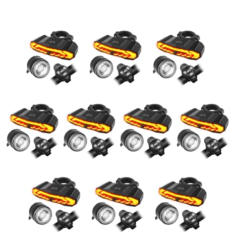 10PK Bike Headlight and Taillight, NineLeaf Bike Lights Front and Back with Turn Signals, Front and Rear Bike Lights Set, USB Rechargeable IP66 Waterproof for All Bicycles, Road, Mountain,Night Riding