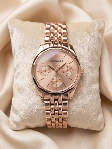 Image of AMERICANVIBER Rose Gold Women Watches | Girl Watch | Watch for Women | Diamond Studed | Premium Design | Trendy Fashionable | Under 499