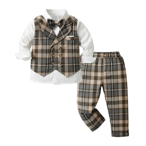 Image of Mud Kingdom Boys Suits for Weddings White Shirts, Vests and Pants Clothes Sets