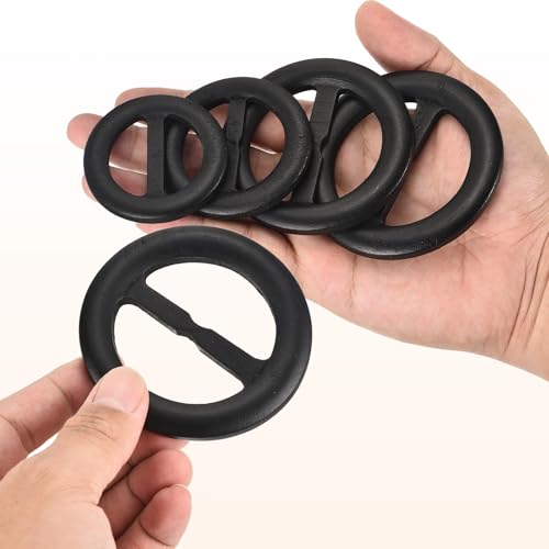 Image of uxcell 4 Pcs T-Shirt Clips, 80mm Wood Scarf Ring Clip Round Tie Circle Clip Buckle Fashion Clothes Corner Knotted Button for Women's Silk Clothing Decoration, Black