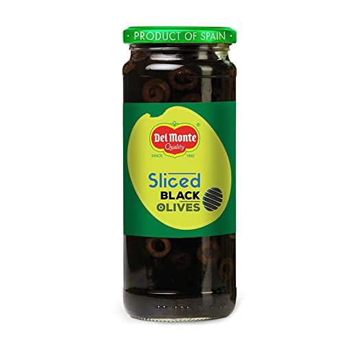 Image of Del Monte Black Sliced Olives 450g l Imported from Spain | 100% Natural & Evenly Cut | Suitable for Pizza, Pasta Topping, Garnishing Salad, Wraps | Source of Fibre, Gluten Free, No Added Preservatives