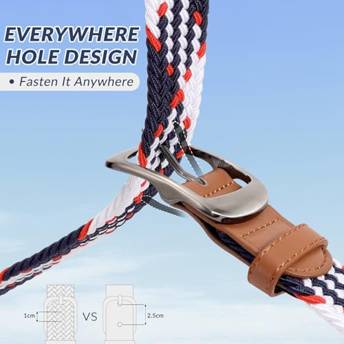 Image of BELTROAD Elastic Braided Belt Mens Golf Belts No-Hole Design Lightweight Breathable Woven Stretch Belt for Golf Casual
