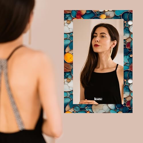 Image of KERLIX Rectangle Decorative Art Unique Fancy Digital Frameless CNC polishing Wall Mirror /Makeup Mirror /Bathroom Mirrors Size (12x18 inch). (5, 12 x 18)