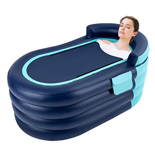 Bañera inflable con cubierta de ducha, inflación rápida, portátil, plegable, para uso en interiores y exteriores, tamaño adulto, 6 pies