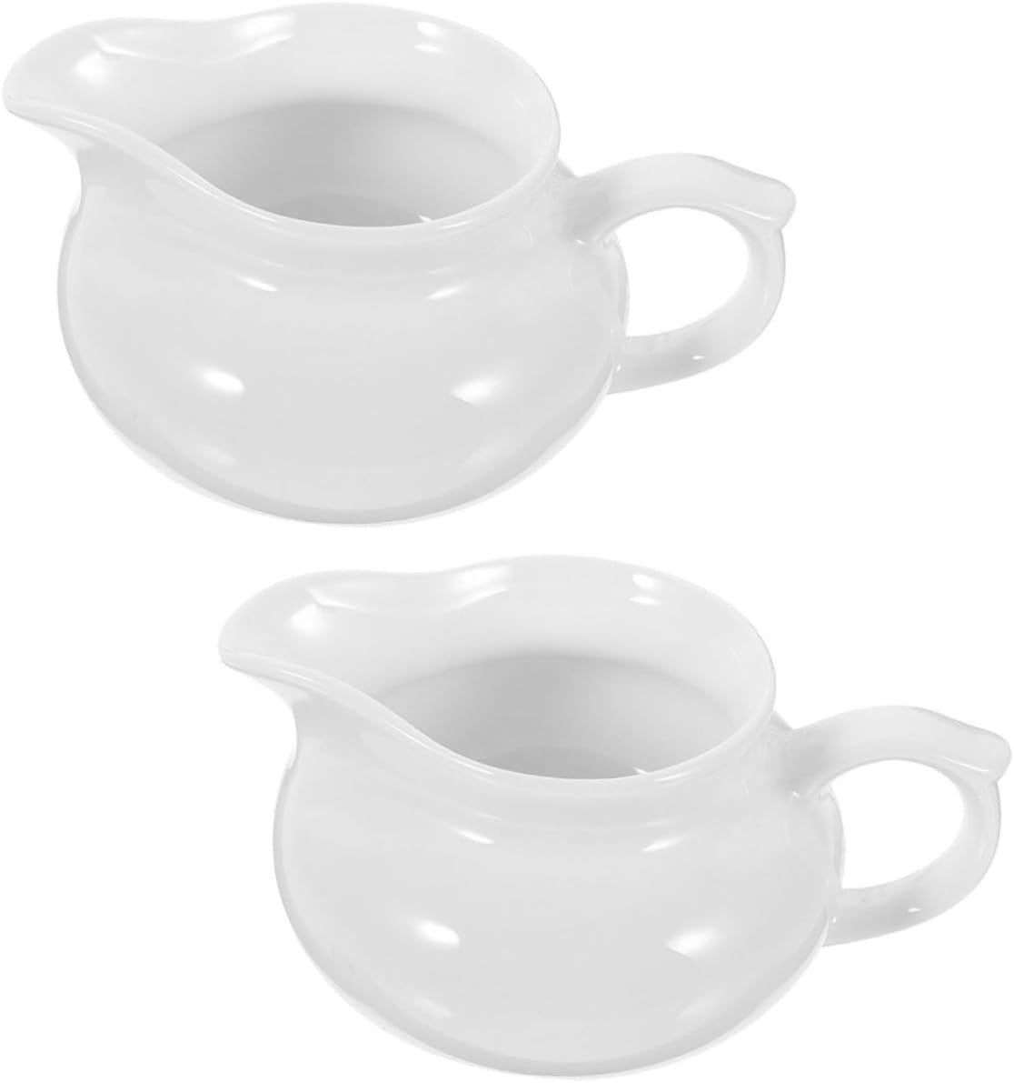 ULTECHNOVO 2pcs Portable Ceramic Sauce Dispenser Handle Gravy Boat for Sauces Dressings and Creamer for Kitchen Use and Gatherings