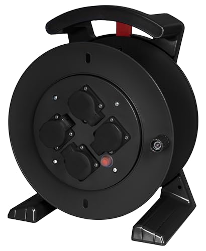 Tambor de cable Jumbo 2.0 negro con 4 enchufes de seguridad 4