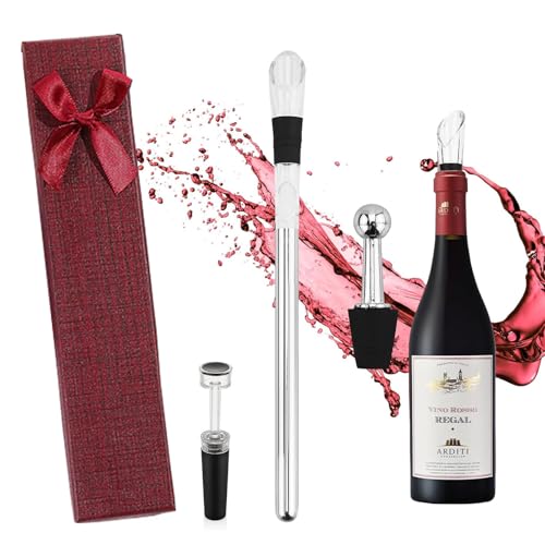 Bogoro enfriador de botellas de vino enfriador de vino Enfriador Botellas Vino con Varilla de Enfriamiento Varilla de Enfriamiento Acero tapon vino Antigoteo y Duradero para Los Amantes del Vino