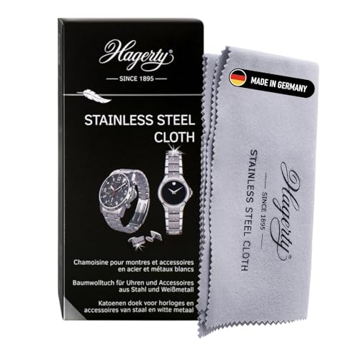 Hagerty Stainless Steel Cloth Edelstahl Putztuch 36 x 30 cm I Imprägniertes Uhrenpoliertuch aus 100% Baumwolle I Edelstahlpflegetuch für Uhren Schmuck und Accessoires aus Edelstahl oder Metall