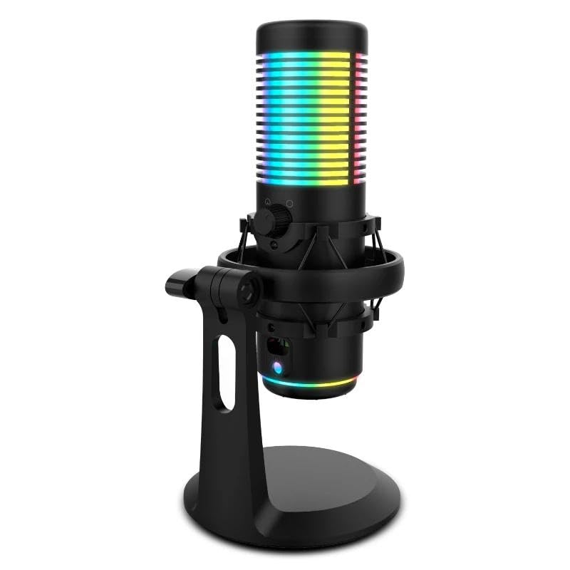 Micrófono para Streaming RGB, Calidad de Sonido Profesional, con iluminación LED, Ideal para Gamers, Creadores de Contenido y transmisiones en Vivo.