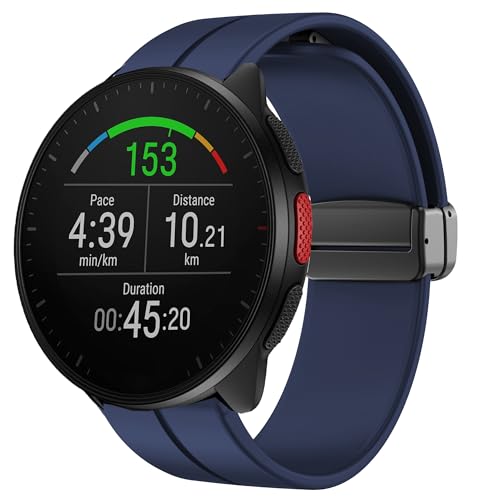 Compatible with Polar Smartwatch Bands, 20mm, 22mm Silicone Replacement Wristbands Sport Strap with Metal Buckle Compatible with Polar Unite, Ignite, Ignite 2, Ignite 3, Pacer, Pacer Pro, Vantage V3, Grit X, Grit X Pro, Grit X2 Pro, Vantage M, M2 Smartwatch (20mm size band, Blue)