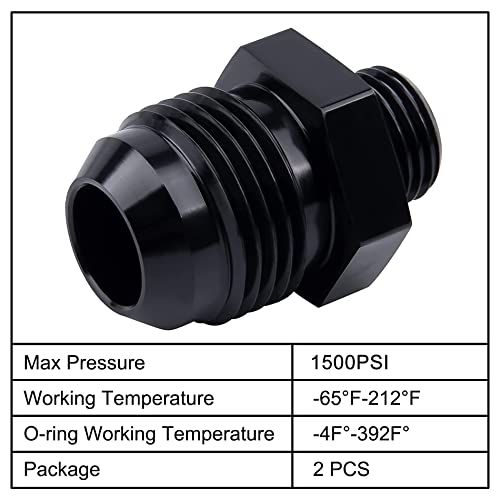 Image of EVIL ENERGY 10AN Flare to 6AN ORB Male Fuel Rail Adapter Fitting Black 2Pcs