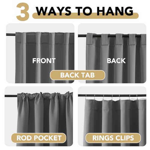 Image of H.VERSAILTEX Blackout Curtains Thermal Insulated Window Treatment Panels Room Darkening Blackout Drapes for Living Room Back Tab /Rod Pocket Bedroom Draperies, 52 x 45 Inch, Bluish Gray, 2 Panels