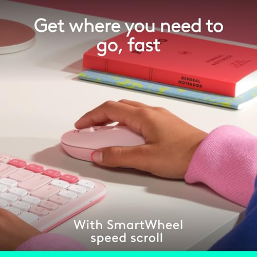 Logitech POP Mouse, Compact and Portable Wireless Bluetooth Mouse with Programmable Buttons and Quiet Clicks, Easy-Switch Between up to 3 Devices, Laptop, Tablet, PC - Rose by Logitech - Image 3