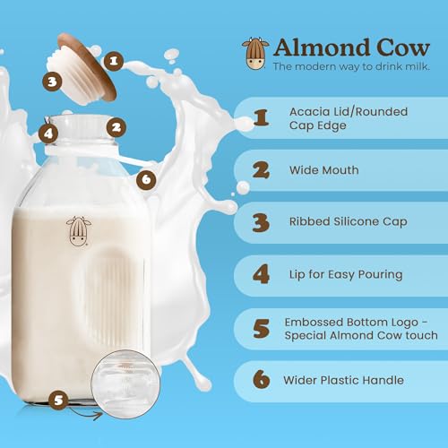 Image of Almond Cow Nut Milk Maker Essentials Bundle - Includes Plant-Based Milk Maker, 60 fl oz Glass Pitcher with Lid & Spout, and 13 inch Cleaning Brush - DIY Nut Milk, Perfect Accessories for Homemade Nut Milk