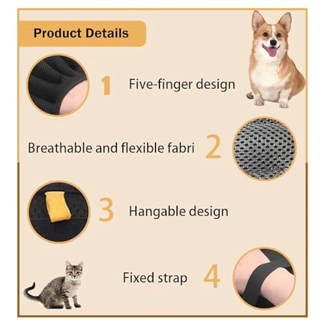 Pet Hair Removal Glove with Electrostatic Technology, Pet Hair Gloves for Dogs and Cats, Washable Pet Hair Remover Tool for Sofas, Carpets, Car Seats and Bedding-a8riBSJq