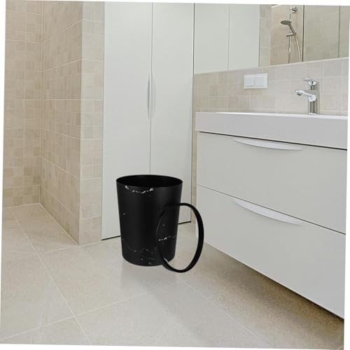 Caneca de basura rectangular con patrón mármol negra miniatura 5