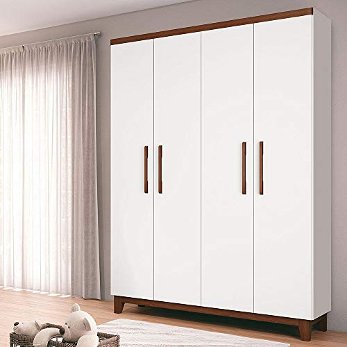 Guarda-Roupa Infantil Unissex 4 PT 3 GV Wood Branco Hannover