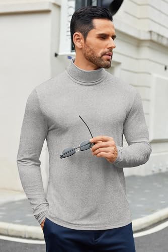 COOFANDY Men's Slim Fit Basic Turtleneck T-Shirt Long Sleeve Solid T Shirts Casual Knit Pullover Thermal Tops2