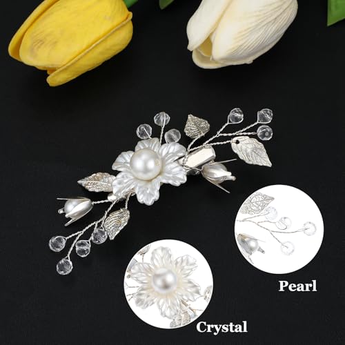 2 Piezas Pinzas para Cabello con Perlas y Flores miniatura 6