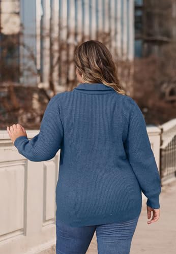 Image of TIYOMI Women Plus Size Tops Long Sleeves Mock Neck Sweaters Knit Pullover Sweater Adjustable Zipper Fall Autumn Winter Shirt