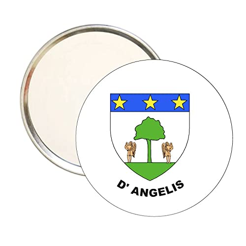 ROUND MIRROR. HERALDIC SHIELD FAMILLE D'ANGELIS VERSION 2 CORSE FRANCE