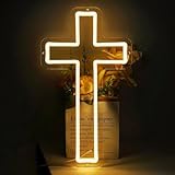 Cross Neon Sign, Jesus Cross Led Neon Light for Wall Decor Home Bedroom USB Powered Light-Upside Down Cross Lights for Easter Christmas Wedding Decor