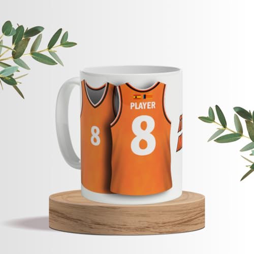 DEREGALOOS Taza Personalizada Baloncesto ACB con Nombre y Número. Diseño Tipo Camiseta Inspirado en Equipos Nacionales. Regalo para Fans del Basket. Taza Niño, Niña, Hombre o Mujer (Valencia)