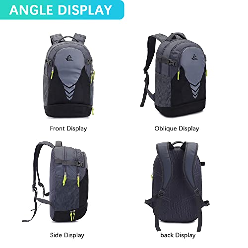 35L Basketball Backpack with Bottom Ball Compartment Large Capacity Sports Equipment Bag for Youth Boys Girls Fit Basketball Volleyball Football Soccer Ball, Gym, Outdoor, Travel, Team (Black Gray) - Image 4