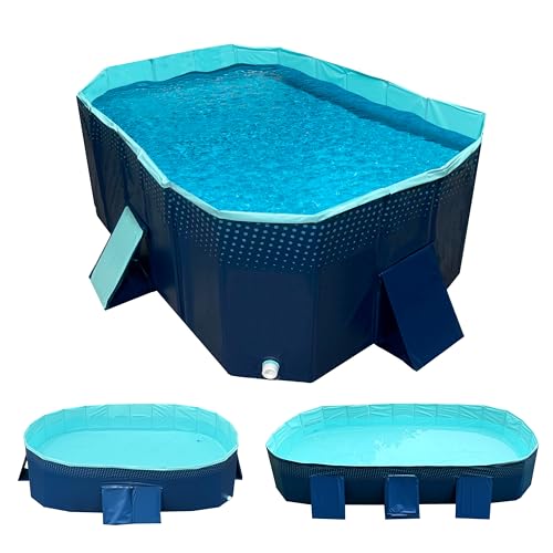 Piscina Plegable Aqua Flex para Adultos y niños. Compacta. Rígida. Portátil. Ultra-Resistente pinchazos. Fácil Montar/Desmontar. para Perros. 2 tamaños: Estándar, Extragrande