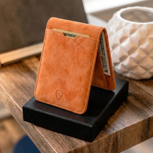 Image of Vaultskin MANHATTAN Slim RFID Blocking Bifold Leather Wallet for Men - Men's Leather Wallet, Front Pocket Minimalist Card Holder, Holds 9 Cards and Cash, Premium Italian Leather