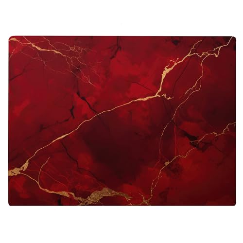 Dark Red Marble Kitchen Glass Cutting Board Ocean Decorative Gift Marbled Granite Stone Rock Gift For Her Mom Wife (Dark Red)
