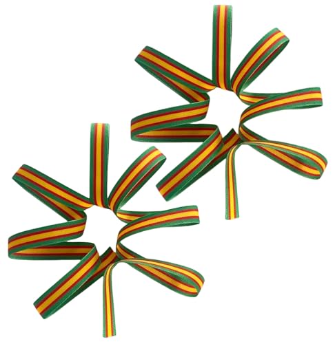 2 Cinta Bandera España Tela Rojo y Amarillo, para Pulseras, Manualidades, Decoración, Costura (Verde, 15 mm)