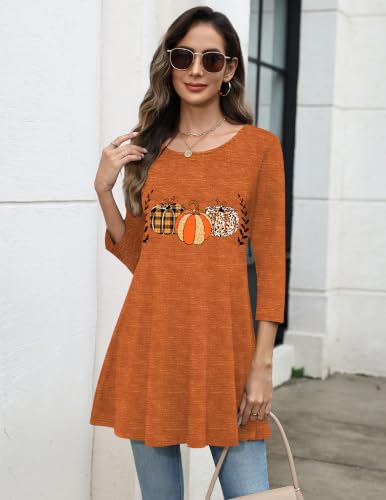 Image of Zeagoo Women Tops 3 /4 Sleeve Dressy Casual Plus Size Tunics Loose Blouses