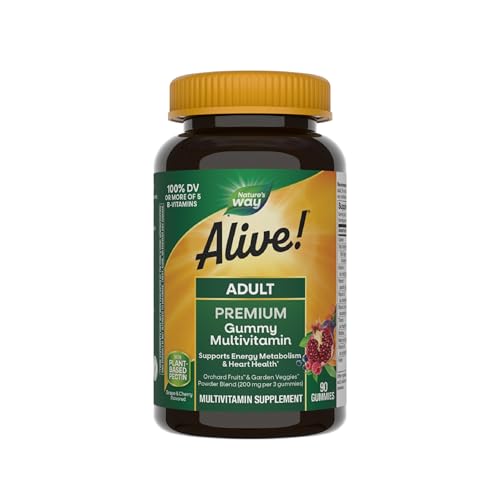 Nature's Way Alive! Adult Premium Multivitamin Gummy, Full B-Vitamin Complex, ...