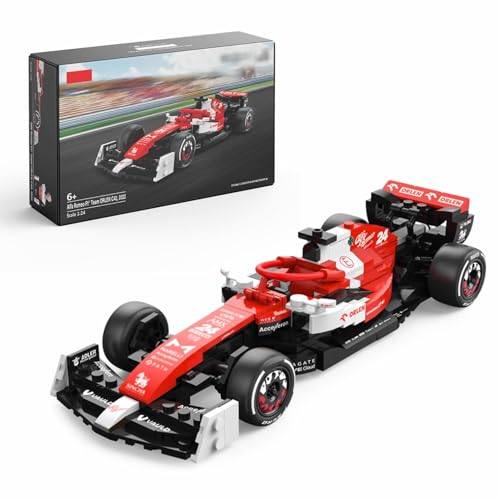 Image of 1:24 Racing Car Model Building Kit for Alfa Remeo F1 C42, Formula 1 Collectible Construction Set with 340 Pcs Bricks, Wide Gear, Brithday Gift for Adult, Red
