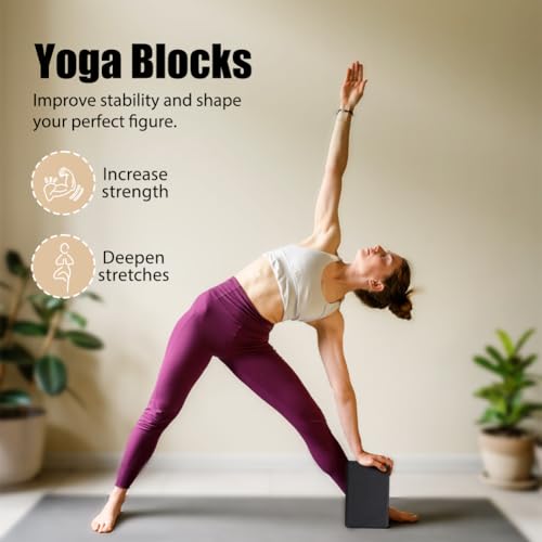 Flintronic Yoga Blocks Set of 2, Sports Yoga Blocks, Gym Bricks, Non-Slip Lightweight Yoga Block, High-Density EVA Foam Yoga Blocks for Yoga Pilates Training and Home Exercise - Image 4