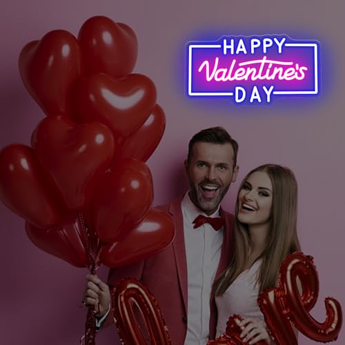 Image of Happy Valentine's Day Neon Sign, Proposal LED Light, Valentines Day Gift, Romantic Home Wall Decor Room Decoration, 16.5 inchx8.5 inch