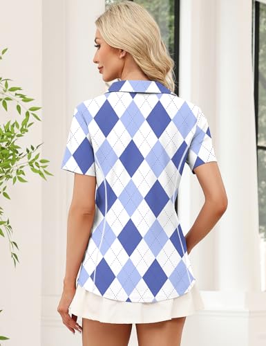 Image of LOMON Women's Short Sleeve Athletic Polo Shirt High Performance Stretch Quarter Zip Top for Golf Tennis